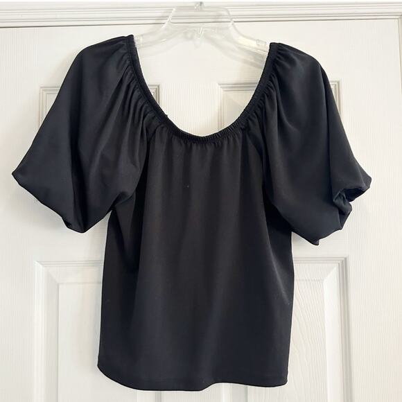 Banana Republic SS Crepe Puff Short Sleeve Top Blouse Black Shirt 2022 Small - Picture 3 of 12